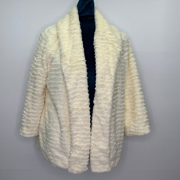 Billabong Designer Medium Ivory Faux Fur Jacket Party Formal - Picture 1 of 8